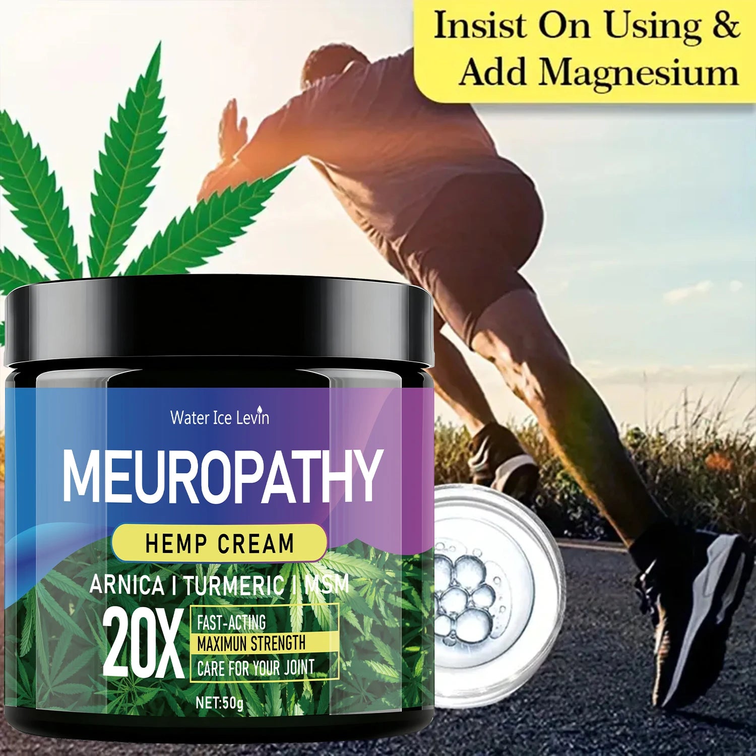 Hemp Cream (Meuropathy Joint Care): 20X Maximum Strength, Arnica/Turmeric/MSM, Fast-Acting, Moisturizes & Protects Skin Daily