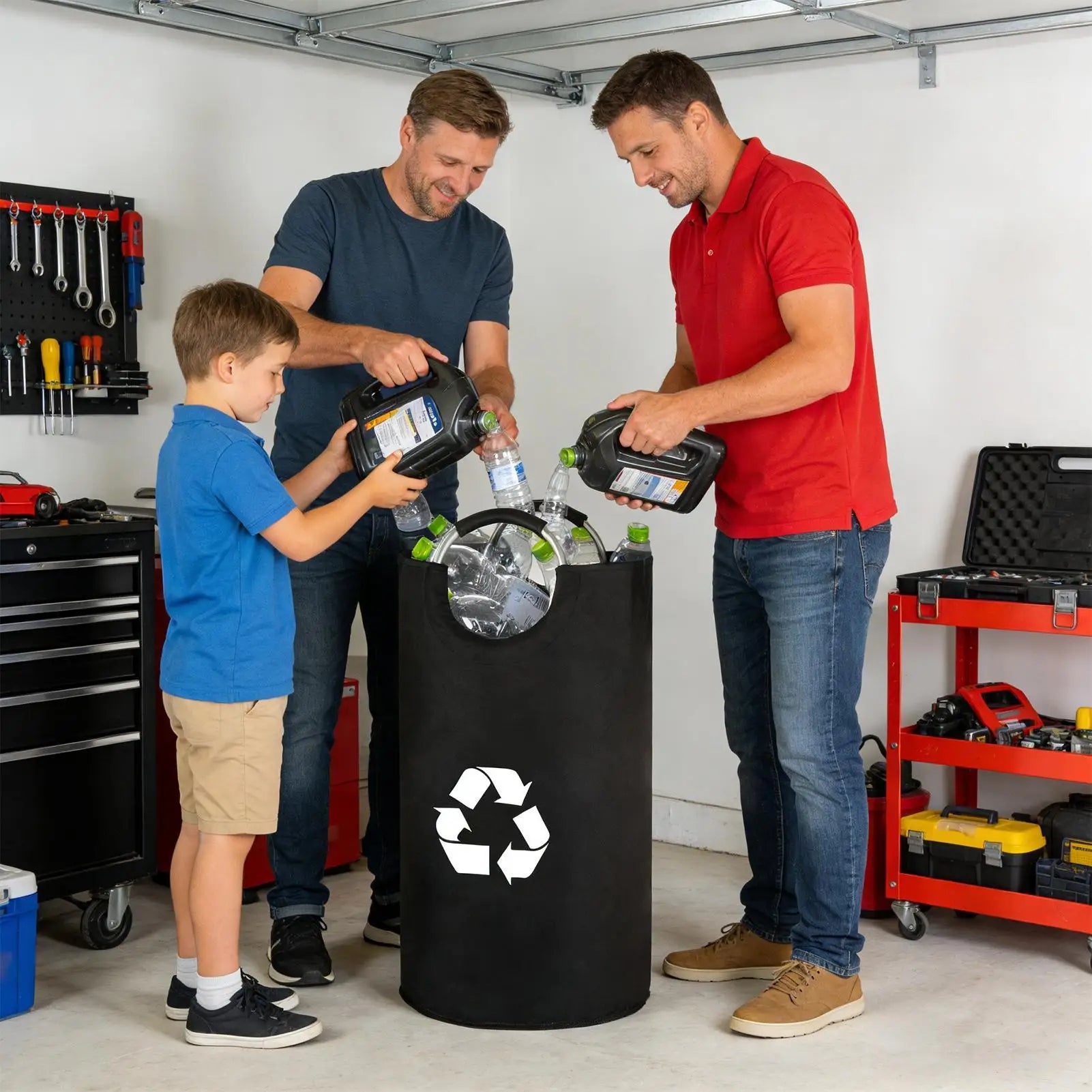 Indoor Recycling Bins For Kitchen 82L Oxford Folding Storage Recycling Garbage Can For Home Dorm Laundry Room Garage Bedroom