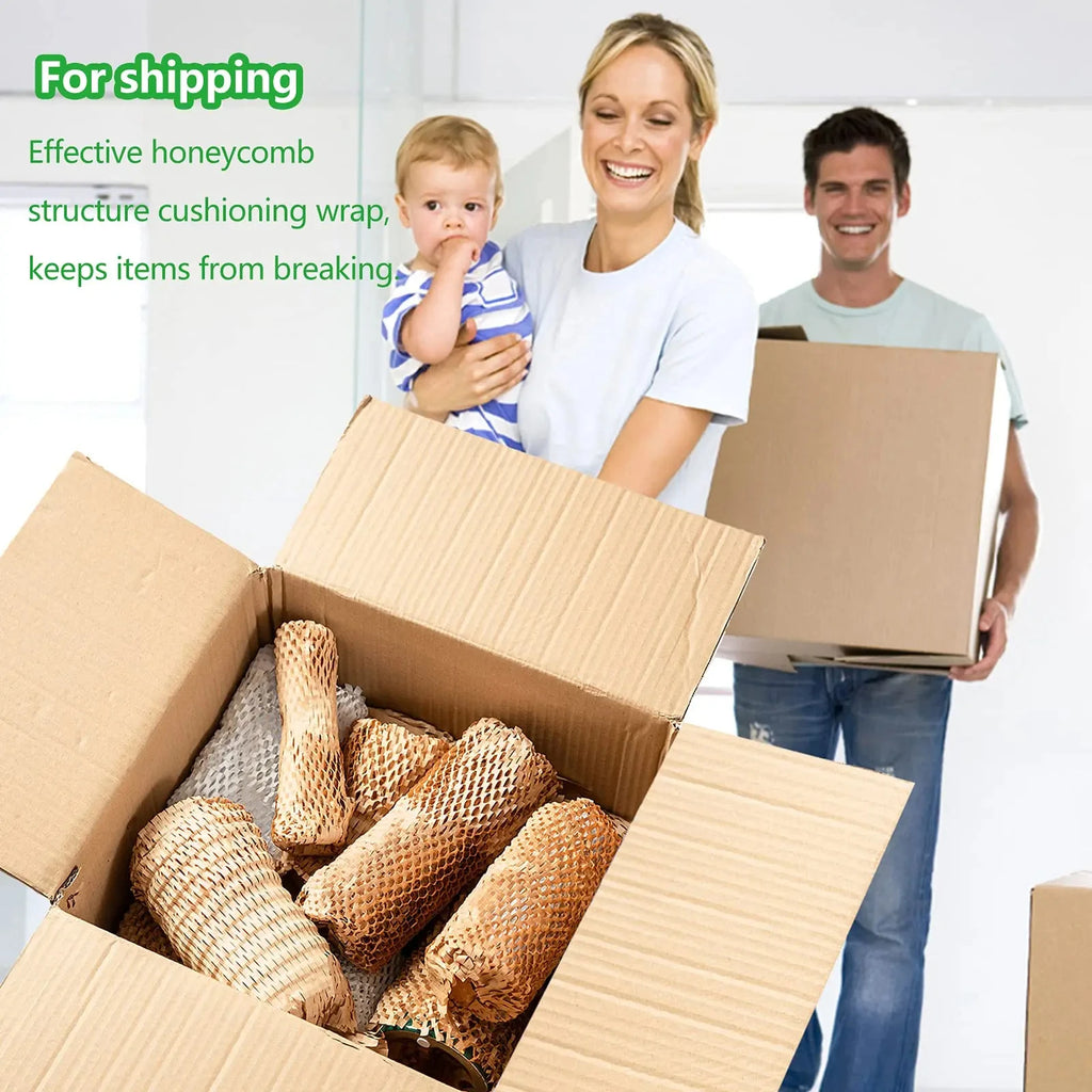 Brown Honeycomb Paper Roll - Sustainable Buffer Material for Gifts & Transport Safety