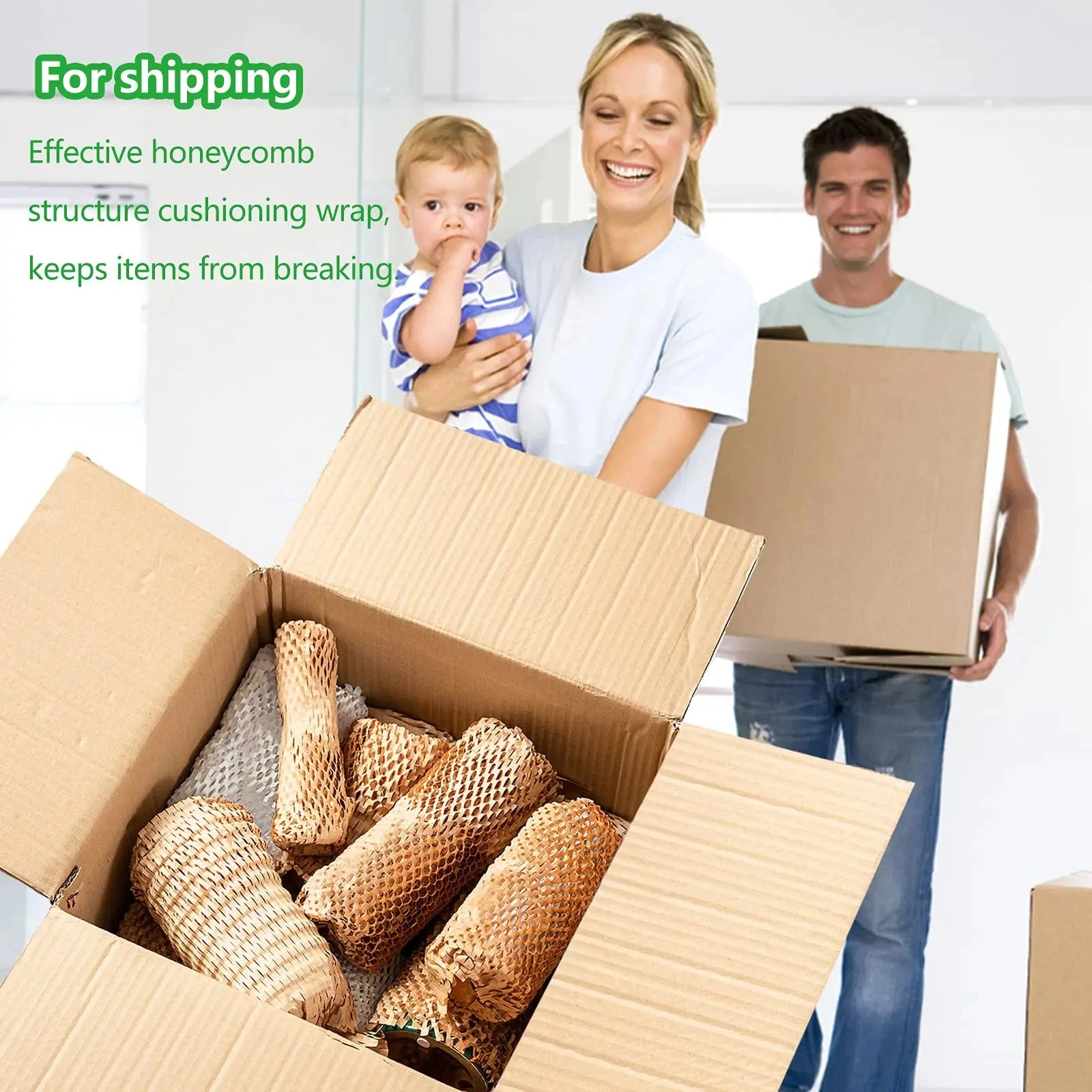 Brown Honeycomb Paper Roll - Sustainable Buffer Material for Gifts & Transport Safety