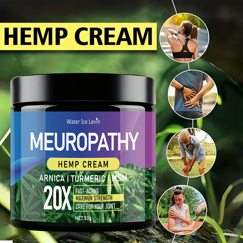 Hemp Cream (Meuropathy Joint Care): 20X Maximum Strength, Arnica/Turmeric/MSM, Fast-Acting, Moisturizes & Protects Skin Daily