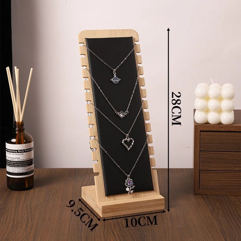 Bamboo and Wood Detachable Necklace Display Stand Hanging Rack Jewelry Pendant Display Stand Storage Rack