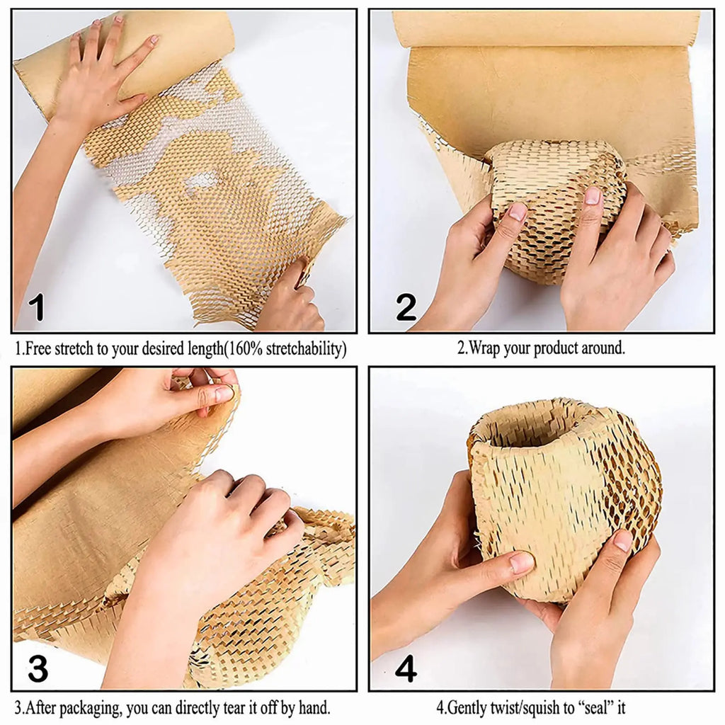 Brown Honeycomb Paper Roll - Sustainable Buffer Material for Gifts & Transport Safety