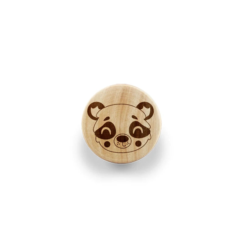 Eco-Friendly Wooden Engraved Animals Pattern Dresser Drawer Knobs Cabinet Pull Nature Wood Kids Children Room Furniture Handles