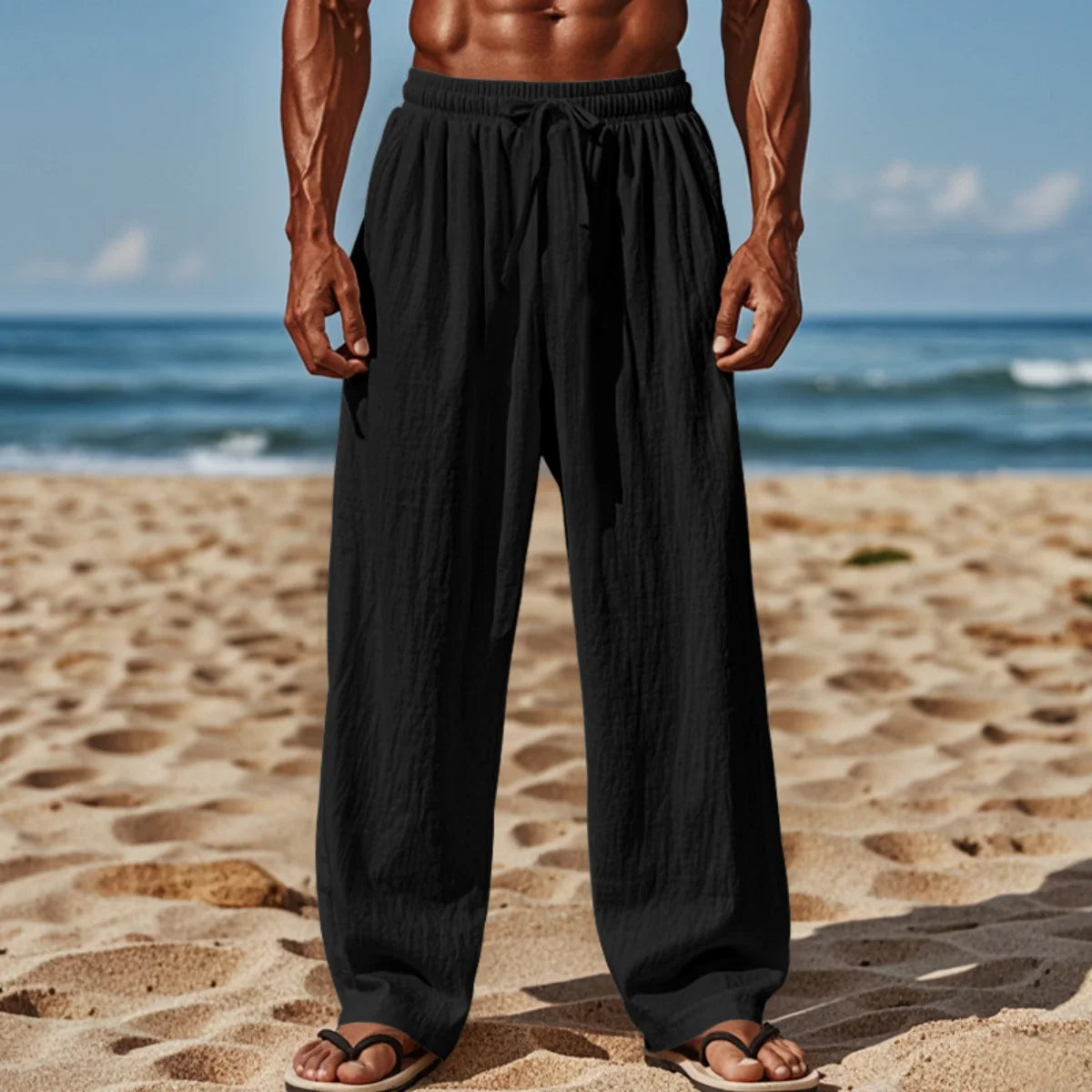 Men's New Cotton Hemp Casual Pants