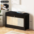 Simple bamboo and wood shoe cabinet, flip bucket storage cabinet, shoe changing bench, bench, rattan breathable shoe cabinet