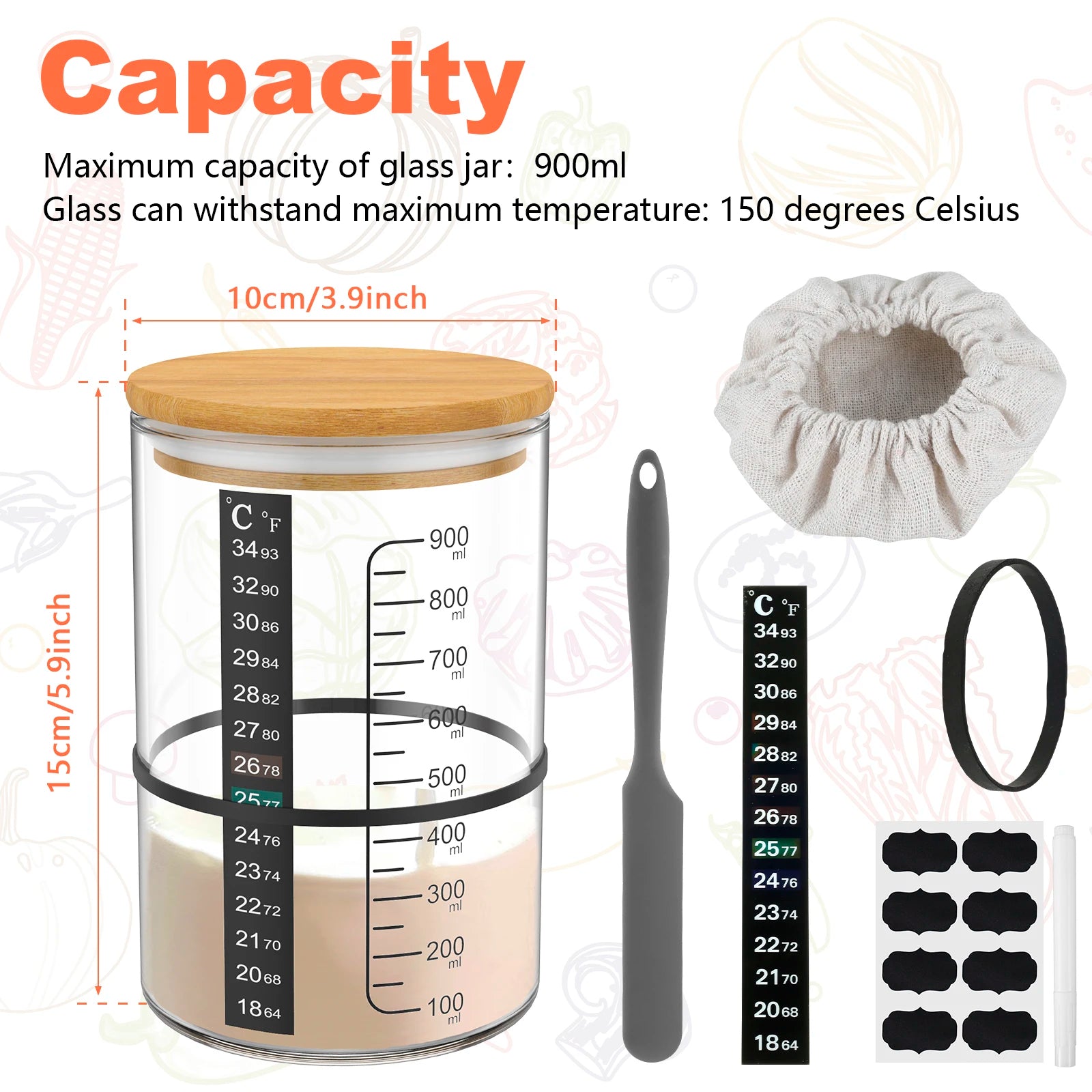 Sourdough Starter Jar Kit Sourdough Starter Container Baking Fermentation Jar Food Storage Jar Kitchen Bread Baking Accessories