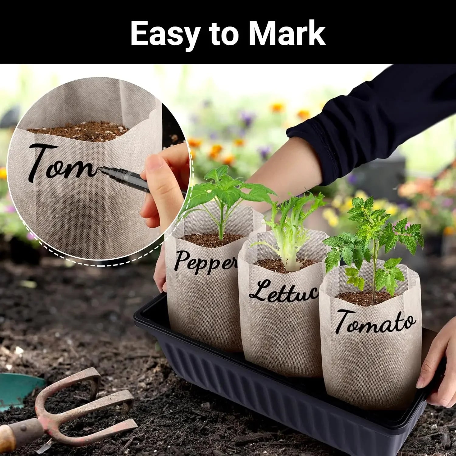 Eco-Friendly Fabric Seedling Bags Degradable Non-Woven Plant Pots for Gardening Breathable Nursery Containers for Vegetables