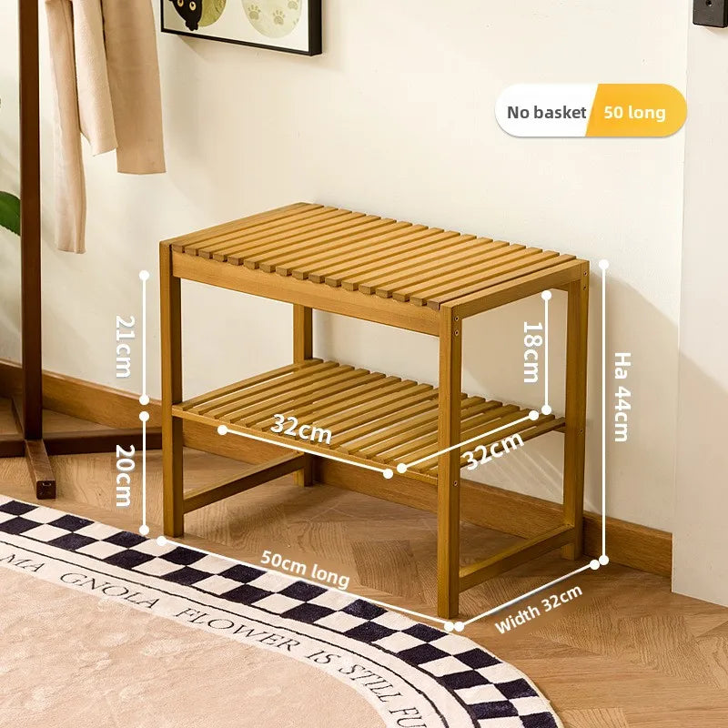 Bamboo and wood shoe cabinet