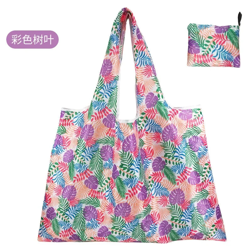 Reusable Shopping Bags Foldable Large Size Women Shopping Bags Totes Heavy Duty Washable Cloth Grocery Bags Eco-Friendly Bags