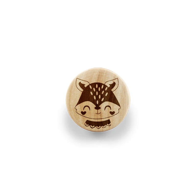 Eco-Friendly Wooden Engraved Animals Pattern Dresser Drawer Knobs Cabinet Pull Nature Wood Kids Children Room Furniture Handles