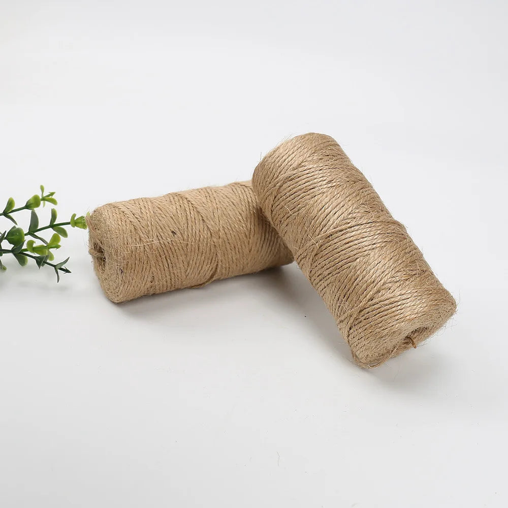 3 Rolls 100mx2mm Hemp Cords Twisted Macram Rope String Cord Gift Wrapping Ribbon Wedding Party Packaging Supplies DIY Crafts