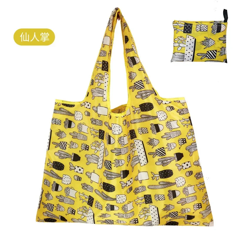 Reusable Shopping Bags Foldable Large Size Women Shopping Bags Totes Heavy Duty Washable Cloth Grocery Bags Eco-Friendly Bags