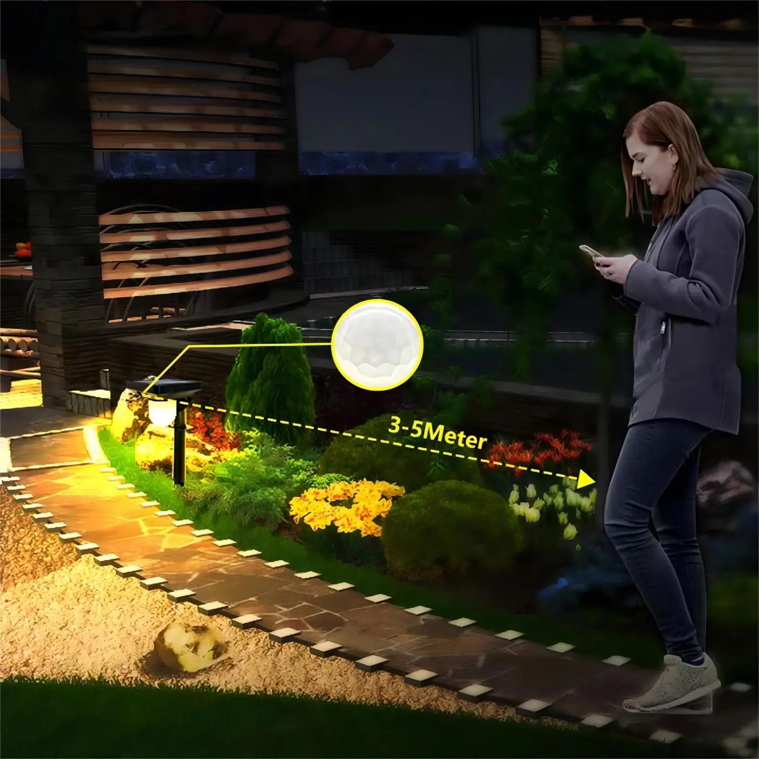 Solar Lights Outdoor Garden Solar Powered Wall Lamp Waterproof Motion Sensor Pathway Light Landscape Path Yard Backyard Lawn