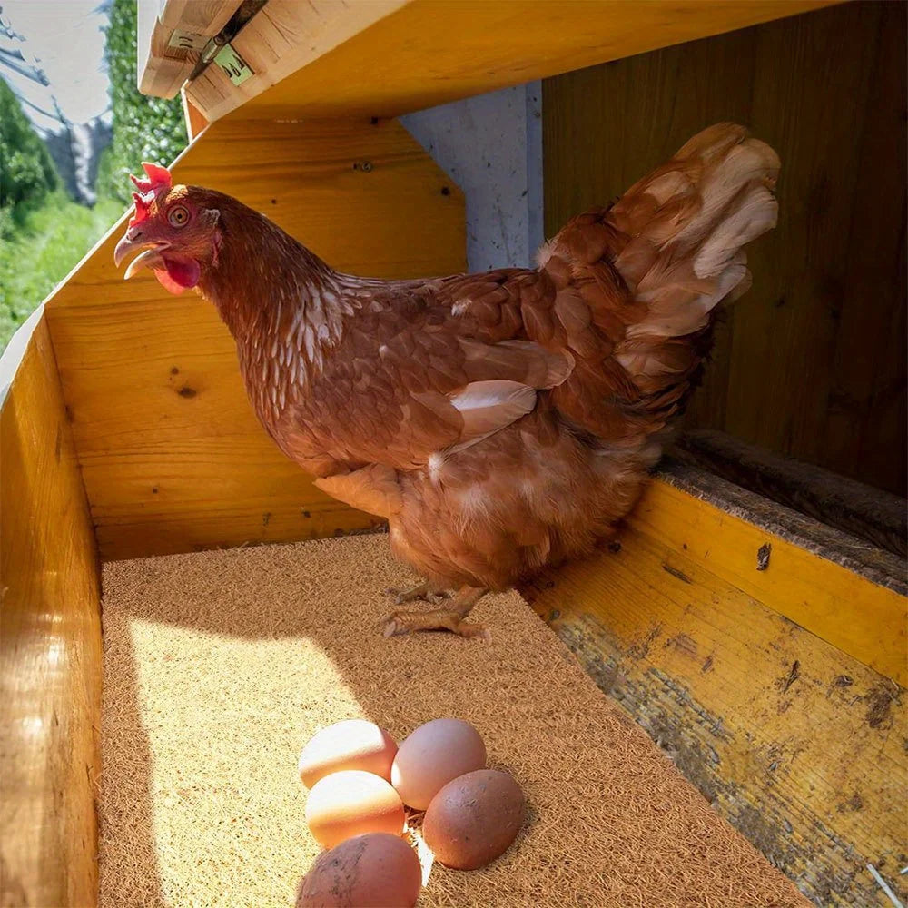 Eco-Friendly Coconut Coir & Palm Fiber Chicken Nesting Pads - Reusable Hens Bedding Mats for Egg Laying, Durable Poultry Coop