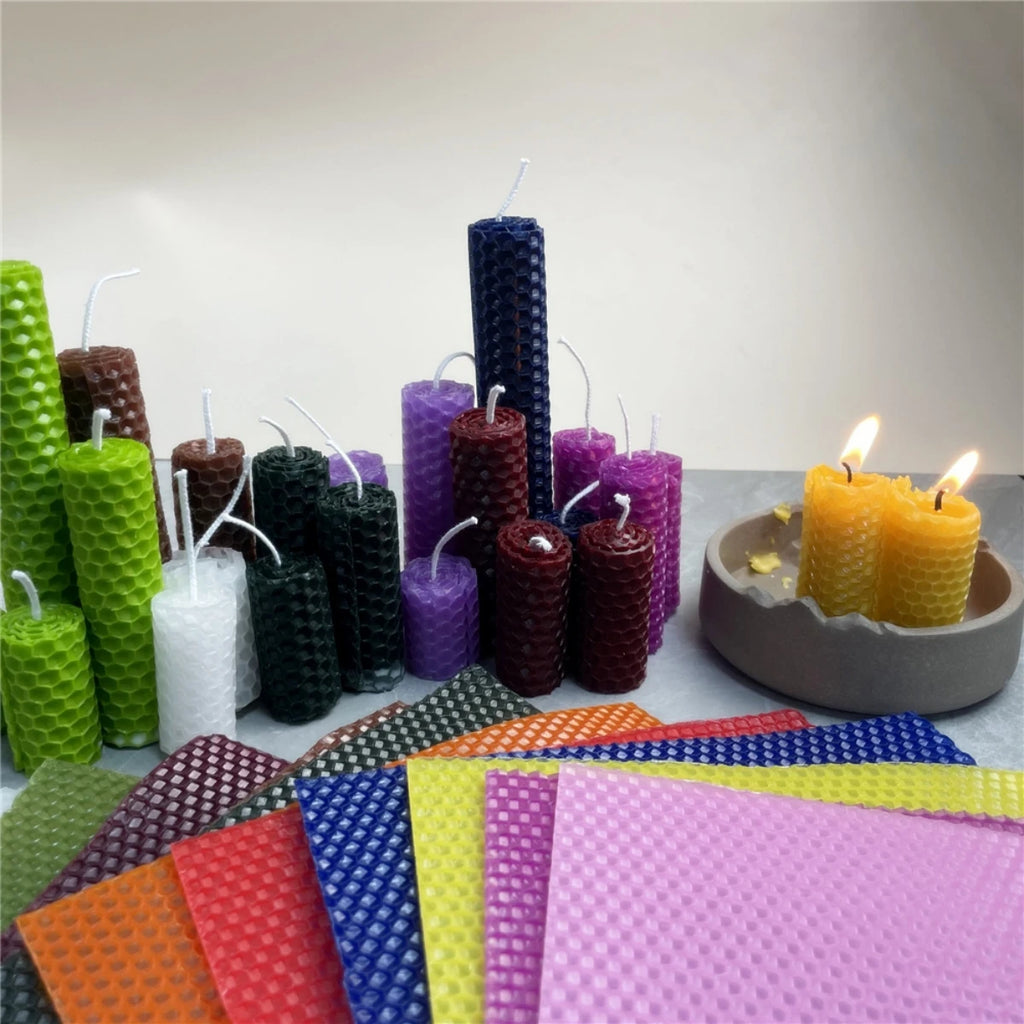 13pcs 20*20cm Color Beeswax Sheet Candle Roll Handmade Smokeless Candle Making Honeycomb Wax Slice Parent-child Activity Materia