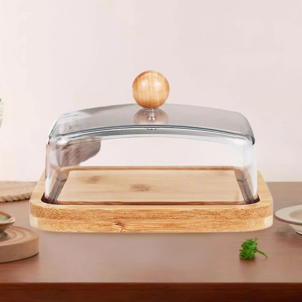 Bamboo Butter Dish with Cover Minimalist Rectangular Butter Tray Butter Container for Bar Dining Room Fridge Hotel Household