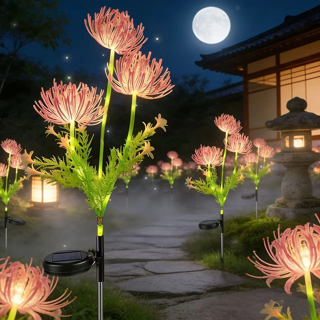 Solar Garden Lights Outdoor ,3-Heads Realistic Flower Solar Stake Lights Auto On/Off Decorative Lamp for Yard Patio Lawn Pathway
