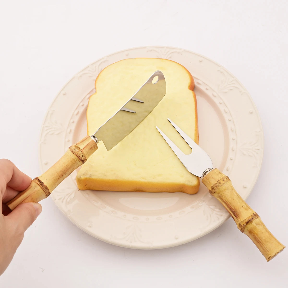 Bamboo Cheese Knives Set Cheese Cutlery Stainless Steel Cheese Slicer Cutter Mini Knife Butter Knife Spatula Fork Kitchen Tools