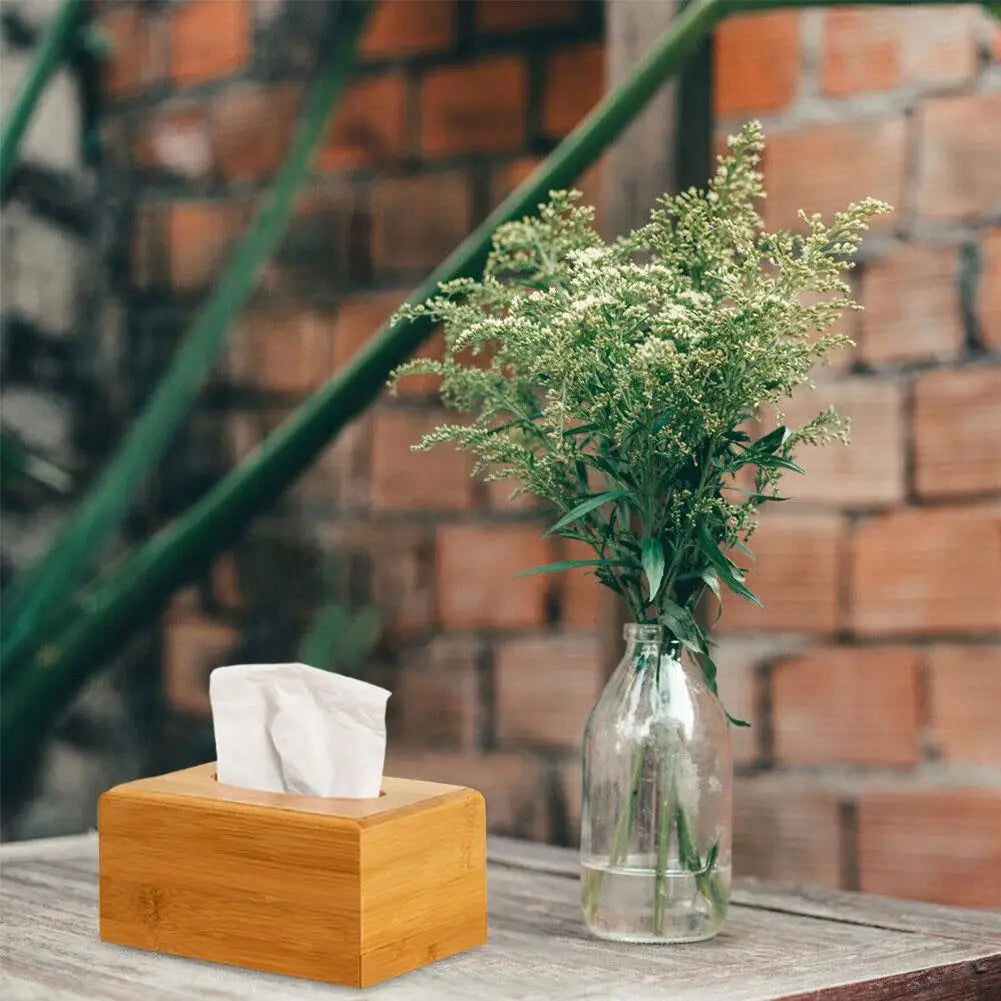 Bamboo Tissue Box Modern Minimalist Design Tissue Box Holder Household Tissue Case For Hotel Restaurant Hotel Office Easy-Refill