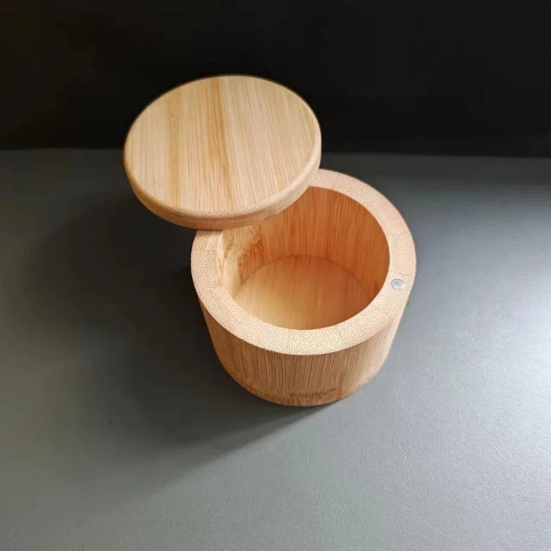 New Kitchen Convenience Tools Bamboo Salt Jar Kitchen Seasoning Bottle Circular Bamboo Seasoning Box Spice Rack Accessories