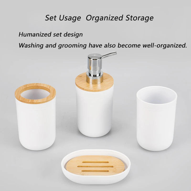 Fashionable Bathroom Bamboo and Wood Kit Nordic Toilet Supplies Bathroom Supplies Storage Set Bathroom Four Piece Set