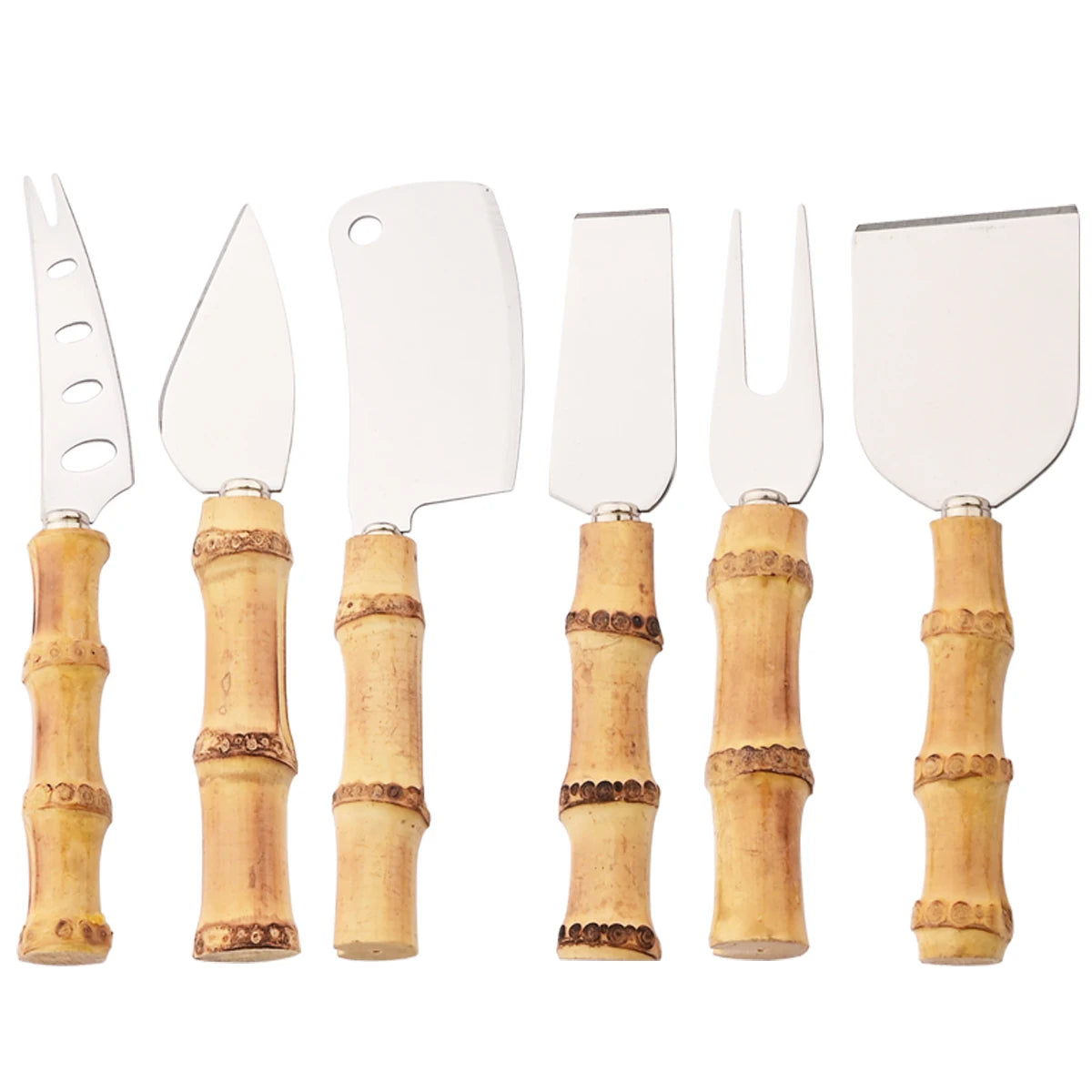 Bamboo Cheese Knives Set Cheese Cutlery Stainless Steel Cheese Slicer Cutter Mini Knife Butter Knife Spatula Fork Kitchen Tools