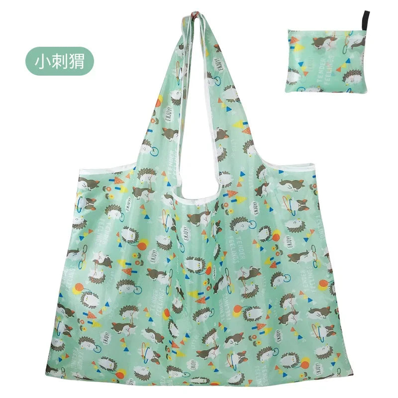 Reusable Shopping Bags Foldable Large Size Women Shopping Bags Totes Heavy Duty Washable Cloth Grocery Bags Eco-Friendly Bags