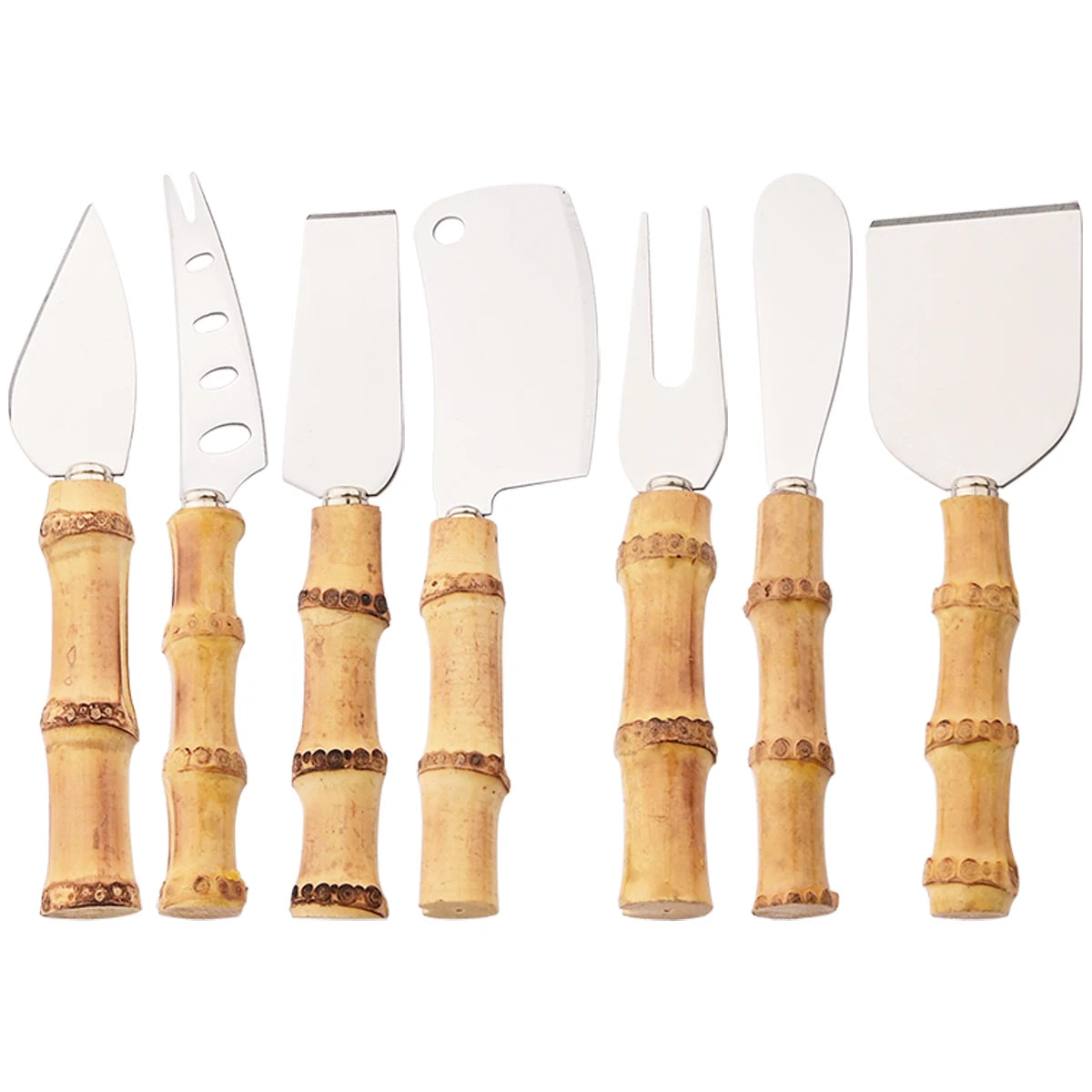 Bamboo Cheese Knives Set Cheese Cutlery Stainless Steel Cheese Slicer Cutter Mini Knife Butter Knife Spatula Fork Kitchen Tools