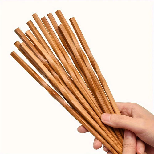 5 Pairs Natural Bamboo Chopsticks Set, Chinese Style Chopsticks, Household Pointed Chopsticks, Tableware, Kitchen Supplies