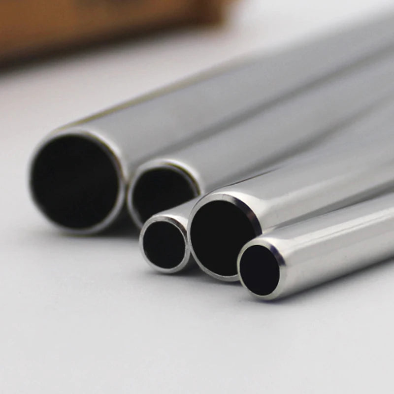 Reusable Metal Straws Set 304 Stainless Steel Drinking Straw for Bubble Tea with Bursh Portable Bag Eco Friendly Products
