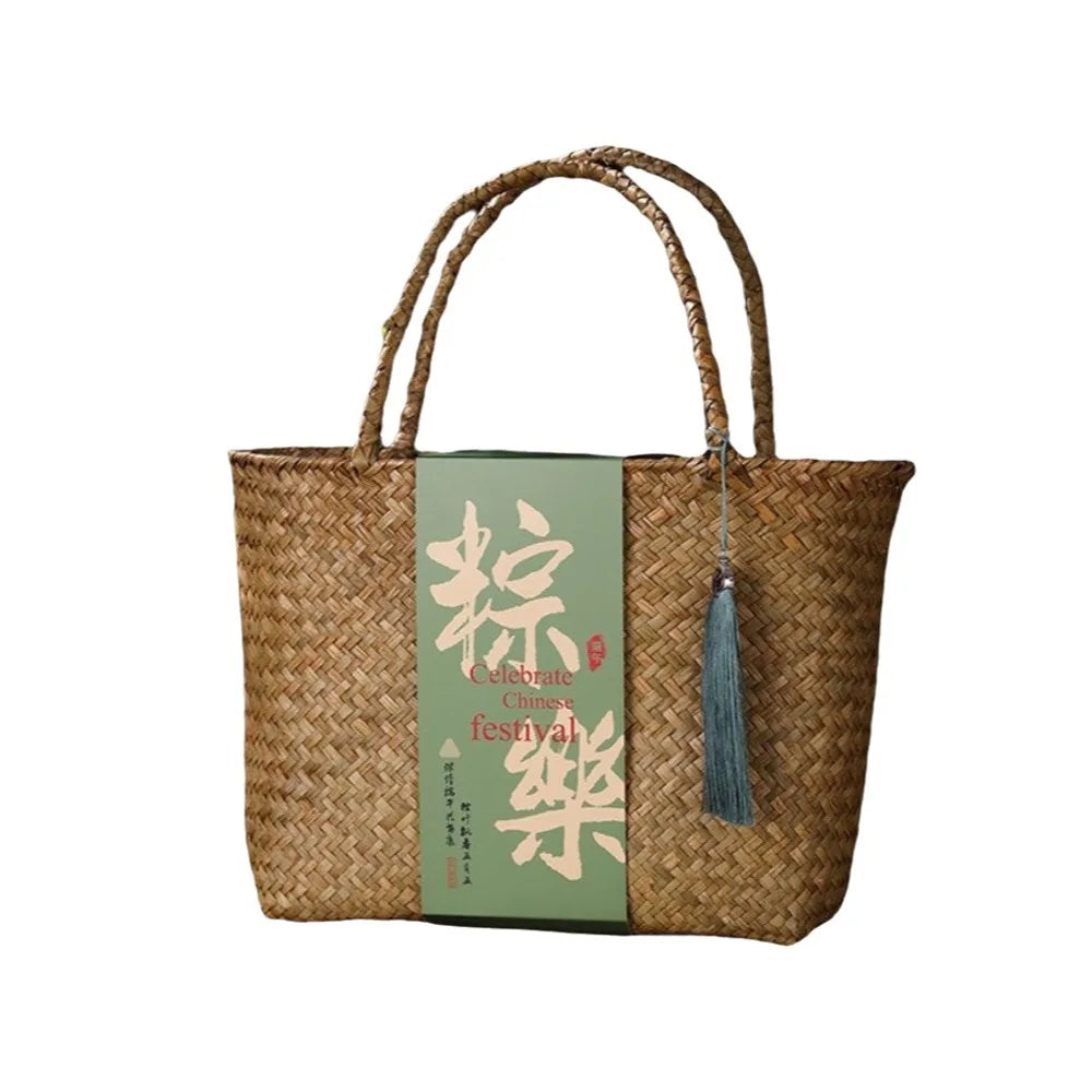 Bamboo Zongzi Packaging Box Chinese Style Handheld Handwoven Storage Basket Eco-friendly Shopping Bag Mid Autumn Festival
