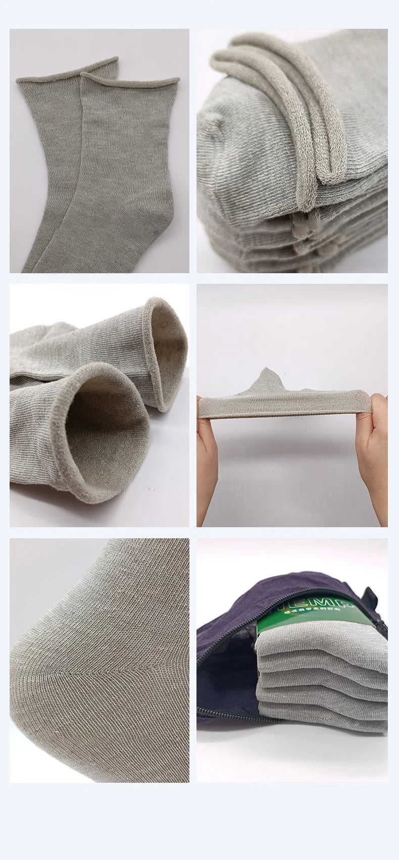 5 Pack Hemp Socks Women Men Wide Opening Sock