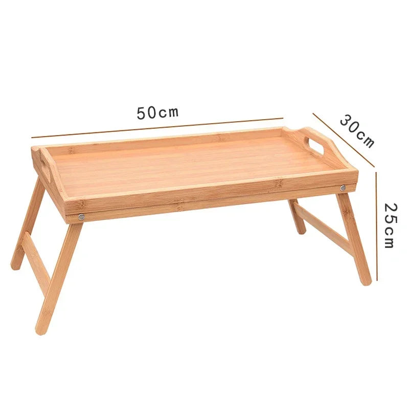Bamboo Bed Tray Table with Folding Legs Handle Foldable Serving Laptop Tray Snack Tray Breakfast Tray Bed Table Drawing Table