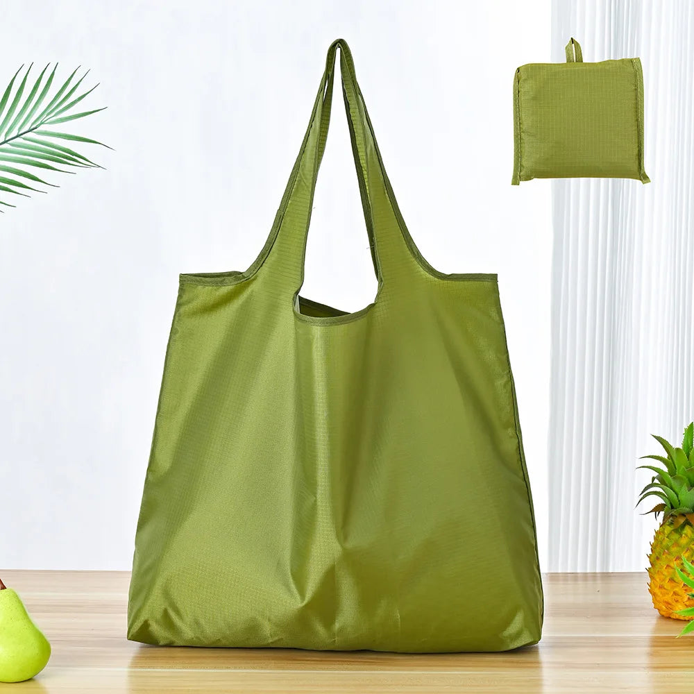  Reusable Bags Large Washable Market Shopping Bags Foldable Eco-Friendly Pocket Handbags For Travel Tote Bag Grocery Bag Pouch
