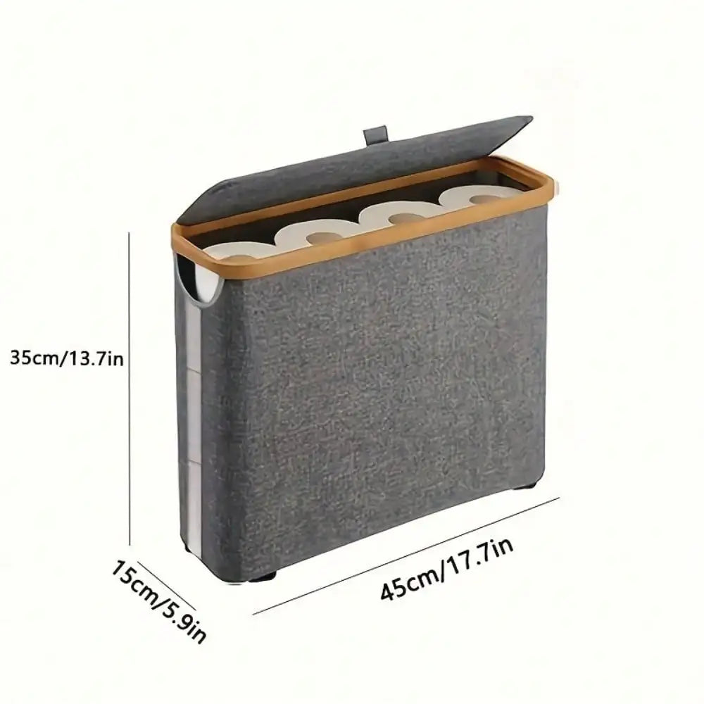 Bamboo Toilet Paper Holder , Multi-Functional Collapsible Bathroom, Bedroom, Dormitory Storage Basket, Laundry Basket