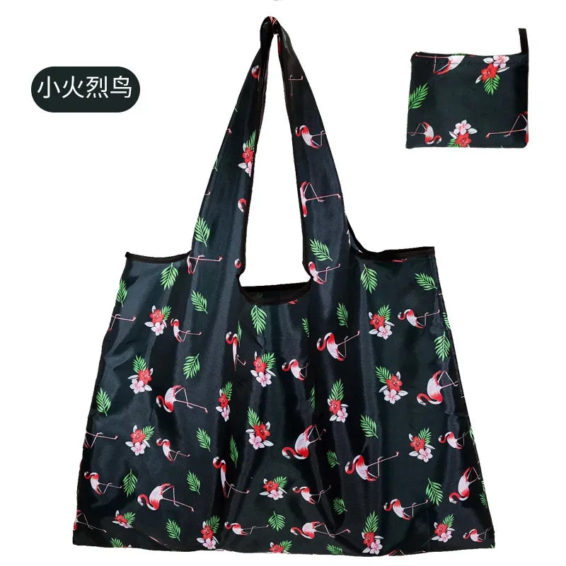 Reusable Shopping Bags Foldable Large Size Women Shopping Bags Totes Heavy Duty Washable Cloth Grocery Bags Eco-Friendly Bags