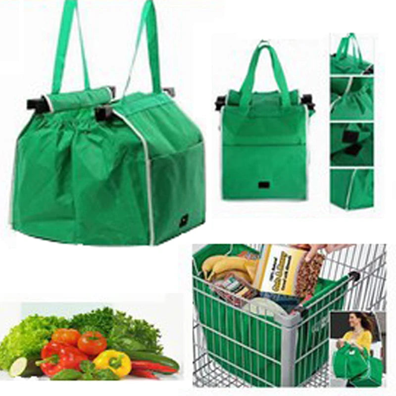 [F] Eco Friendly Trolley Tote Supermarket Shopping Bag Thicken Cart Bags Large Capacity Handbags Foldable Reusable Cart Bag
