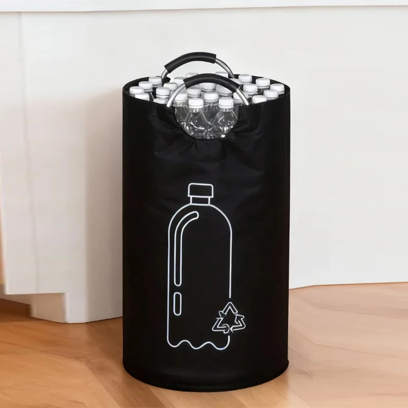 Large-capacity Plastic Bottle Storage Basket Recycling Waste Water Bottles Collection Bag Folding Recycling Bucket Dirty Laundry