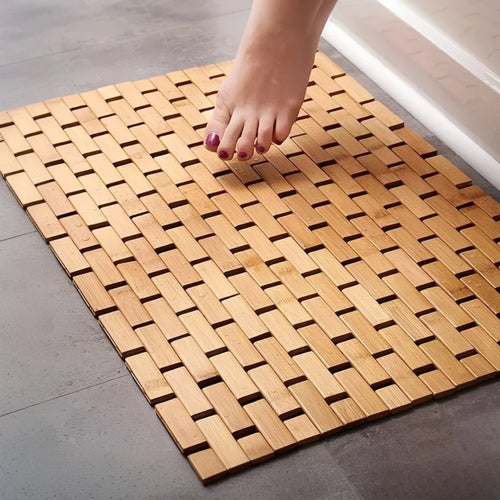 Slatted bamboo bath and shower mat