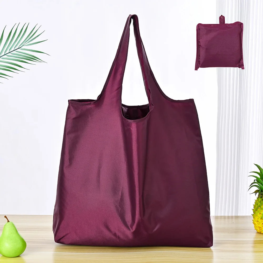  Reusable Bags Large Washable Market Shopping Bags Foldable Eco-Friendly Pocket Handbags For Travel Tote Bag Grocery Bag Pouch