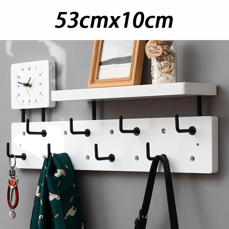 Bamboo Wooden Wall Mounted Clothes Rack Hanging Entrance Creative Coat Racks with Storage Rack Organizer Coat Rack Clothing