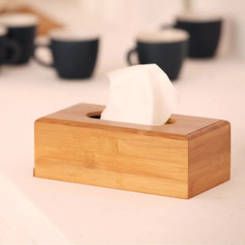 Bamboo Tissue Box Car Home Rectangle Shaped Tissue Container Towel Napkin Tissue For Home Office Desktop Organize tissue boxes