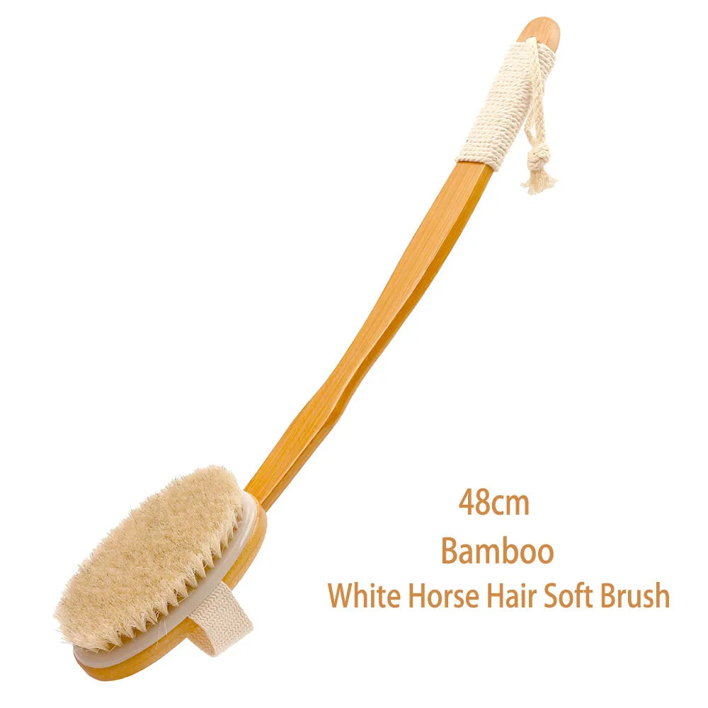 Bamboo Super Long 48cm Curved Handle Pig Mane Bath Brush