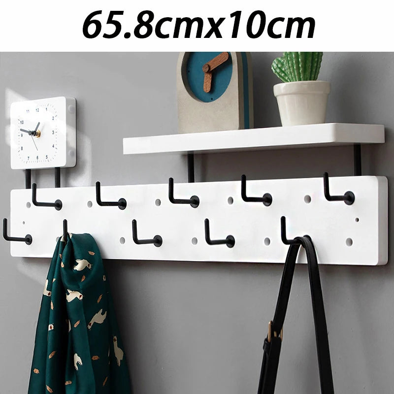 Bamboo Wooden Wall Mounted Clothes Rack Hanging Entrance Creative Coat Racks with Storage Rack Organizer Coat Rack Clothing