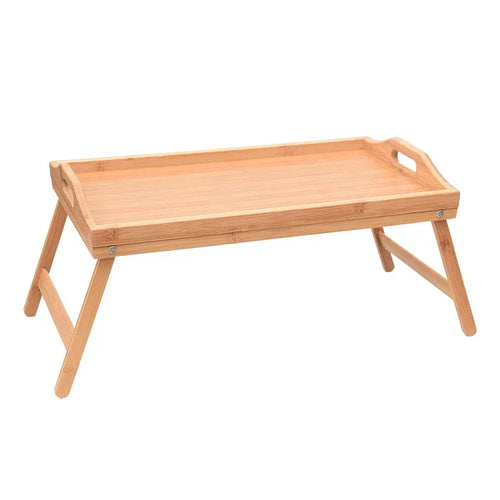 Folding bamboo bed tray table