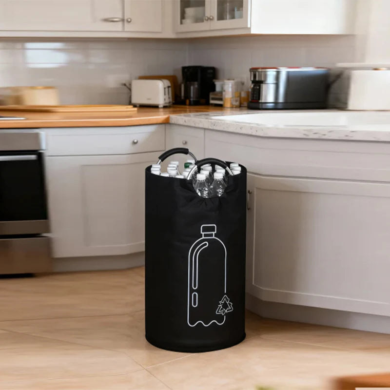 Large-capacity Plastic Bottle Storage Basket Recycling Waste Water Bottles Collection Bag Folding Recycling Bucket Dirty Laundry