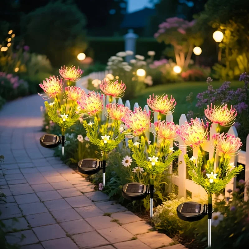 Solar Garden Lights Outdoor ,3-Heads Realistic Flower Solar Stake Lights Auto On/Off Decorative Lamp for Yard Patio Lawn Pathway