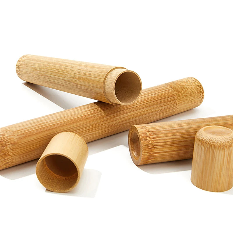 Natural Bamboo Case Eco Friendly Toothbrush Bamboo Tube 21cm For Adult Toothbrush Case Hand Made Tooth Brushes Accessories