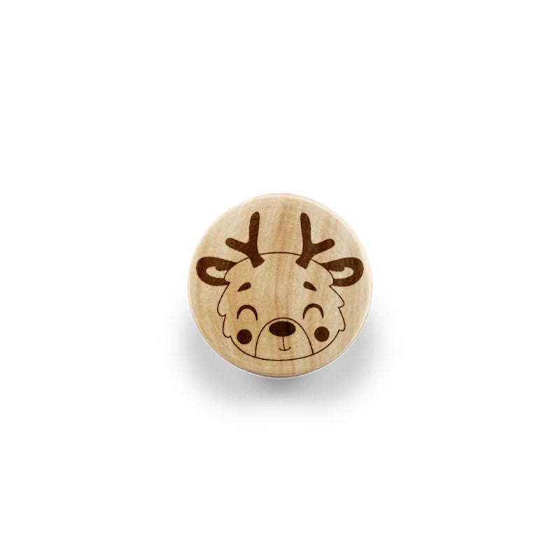 Eco-Friendly Wooden Engraved Animals Pattern Dresser Drawer Knobs Cabinet Pull Nature Wood Kids Children Room Furniture Handles